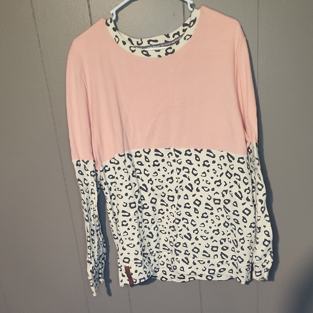 Pink & Leopard Print Long Sleeve Top